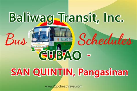 Baliwag Transit San Miguel to Cubao Bus Schedule.